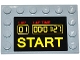 Part No: 6180pb079  Name: Tile, Modified 4 x 6 with Studs on Edges with Digital Clock, Counter, and 'LAP', 'LAP TIME' and 'START' Pattern (Sticker) - Set 75912