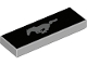 Part No: 63864pb080  Name: Tile 1 x 3 with Silver Ford Mustang Logo on Black Background Pattern