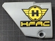 Part No: 64394pb008  Name: Technic, Panel Fairing #13 Large Short Smooth, Side A with Black and Yellow Hero Factory Symbol and 'HFAC' Pattern (Sticker) - Set 7160