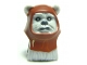 Part No: 64805pb01  Name: Minifigure, Head, Modified SW Ewok with Reddish Brown Hood with White Tooth Pattern
