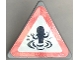 Part No: 65676pb013  Name: Road Sign 2 x 2 Triangle with Open O Clip with Coral Border and Black Silhouette of Mini Doll Splashing in Water / Swimming Danger Pattern (Sticker) - Set 41421