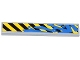 Part No: 6636pb087  Name: Tile 1 x 6 with Black and Yellow Danger Stripes and Blue Graffiti Tag Pattern (Sticker) - Set 70808