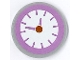 Part No: 67095pb069  Name: Tile, Round 3 x 3 with Clock with Medium Lavender Hands and Border Pattern (Sticker) - Set 41682