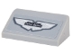 Part No: 85984pb385  Name: Slope 30 1 x 2 x 2/3 with Silver and Black 'ASTON MARTIN' Wings Logo Badge Pattern (Sticker) - Set 10262