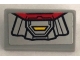 Part No: 85984pb393  Name: Slope 30 1 x 2 x 2/3 with Red and Silver Armor Plates, Yellow Trapezoid with Black Outline Pattern Bottom End (Sticker) - Set 75973
