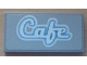Part No: 87079pb0045  Name: Tile 2 x 4 with White 'Cafe' Script Pattern (Sticker) - Set 8487