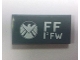 Part No: 87079pb0085L  Name: Tile 2 x 4 with Avengers Logo and 'FF 1° FW' Pattern Model Left Side (Sticker) - Set 6869