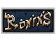 Part No: 87079pb0244  Name: Tile 2 x 4 with 'RONIN'S' on Dark Blue Cloth Background Pattern (Sticker) - Set 70732