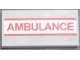 Part No: 87079pb1173  Name: Tile 2 x 4 with Red 'AMBULANCE' and Stripes on White Background Pattern (Sticker) - Set 60204