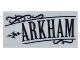 Part No: 87079pb1348  Name: Tile 2 x 4 with Black Scrollwork and 'ARKHAM' Pattern (Sticker) - Set 10937