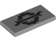 Lego part: Tile 2 x 4 with Black Wheel and Spanner Wrench Pattern