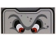 Part No: 87079pb1553  Name: Tile 2 x 4 with Angry Red Eyes, Unibrow, Black and Dark Bluish Gray Border and Spots Pattern (Super Mario Thwomp Upper Face)