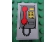 Part No: 87544pb003  Name: Panel 1 x 2 x 3 with Side Supports - Hollow Studs with Telephone with Red Handset Pattern (Sticker) - Set 7596