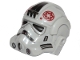Part No: 87556pb11  Name: Minifigure, Headgear Helmet SW Stormtrooper Type 2, AT-AT Driver Dark Red Imperial Logo and Small Black Plates on Sides Pattern