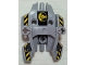 Part No: 87820pb05  Name: Hero Factory Shield Type 1 with Fist Facing Left and Black and Yellow Danger Stripes Pattern (Stickers) - Set 7157