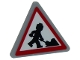 Part No: 892pb029  Name: Road Sign 2 x 2 Triangle with Clip with Minifigure Worker Shoveling and 1 Pile Pattern (Sticker) - Sets 40170 / 60152 / 60200