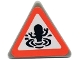 Part No: 892pb039  Name: Road Sign 2 x 2 Triangle with Clip with Coral Border and Black Silhouette of Mini Doll Splashing in Water / Swimming Danger Pattern (Sticker) - Set 41421