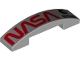 Part No: 93273pb157  Name: Slope, Curved 4 x 1 x 2/3 Double with Red 'NASA' and Black 'esa' Logo on Metallic Silver Background Pattern