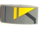 Part No: 93606pb141R  Name: Slope, Curved 4 x 2 with Yellow Triangle and Angled Dark Bluish Gray Stripe Pattern Model Right Side (Sticker) - Set 75150