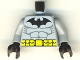 Part No: 973pb0182c01  Name: Torso Batman Logo with Muscles and Yellow Belt Pattern / Light Bluish Gray Arms / Black Hands