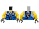 Part No: 973pb0536c01  Name: Torso Power Miners Blue Vest with Pockets and Drill Tip over Sweaty Shirt Pattern / Yellow Arms / Dark Bluish Gray Hands