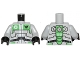 Part No: 973pb1264c01  Name: Torso Galaxy Squad Robot with Wide Black Belt and Bright Green Plates Pattern / Light Bluish Gray Arms / Black Hands