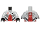 Part No: 973pb1265c01  Name: Torso Galaxy Squad Robot with Red and Plack Plates, Radiator Pattern on Back / Light Bluish Gray Arms / Black Hands