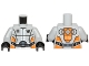 Part No: 973pb1267c01  Name: Torso Galaxy Squad Robot with Wide Black Belt and Orange Plates on Sides Pattern / Light Bluish Gray Arms / Black Hands