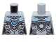 Part No: 973pb1628  Name: Torso Chima Female Outline with Bright Light Blue Chest, Silver Armor and Buckles and Dark Azure Round Jewel (Chi) Pattern