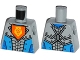 Part No: 973pb2256  Name: Torso Nexo Knights Armor with Orange Emblem with Yellow Crowned Lion, Dark Azure Panels Pattern