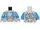 Part No: 973pb2596c01  Name: Torso Nexo Knights Armor with Orange and Gold Circuitry and Emblem with Blue Falcon Pattern / Blue Arms / Light Bluish Gray Hands
