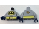 Part No: 973pb2679c01  Name: Torso Batman Logo in Yellow Oval, Yellow Belt with Gold Buckle, Orange and Lime Moth on Back Pattern / Light Bluish Gray Arms / Dark Blue Hands