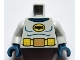 Part No: 973pb4277c01  Name: Torso Batman Logo with Muscles, Yellow Utility Belt and Gold Buckle Pattern / Light Bluish Gray Arms / Dark Blue Hands