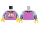 Torso Armor, Crown on Pink Background and Gold Border Print, Sand Blue Arms, Yellow Hands