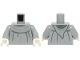 Part No: 973pb5771c01  Name: Torso Monk's Robe with Hood, Dark Bluish Gray Folds, Silver Lines and Marks Pattern / Light Bluish Gray Arms / White Hands