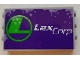 Part No: 98280pb08  Name: Panel 1 x 6 x 3 with Studs on Sides with White LexCorp and Green Logo on Dark Purple Background Pattern (Sticker) - Set 41238