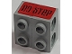 Part No: BA173pb01  Name: Stickered Assembly 2 x 2 x 1 with Black 'nO STeP' on Red Background Pattern (Sticker) - Set 8141 - 2 Technic, Brick 1 x 2 with Holes