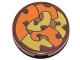 Part No: 14769pb090  Name: Tile, Round 2 x 2 with Bottom Stud Holder with Orange and Yellow Tentacles Pattern