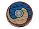 Lot ID: 352038650  Part No: 14769pb521  Name: Tile, Round 2 x 2 with Bottom Stud Holder with Viking Shield Blue / Tan Sections and Wood Grain Pattern (Sticker) - Set 76208