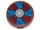 Lot ID: 379660393  Part No: 14769pb523  Name: Tile, Round 2 x 2 with Bottom Stud Holder with Viking Shield Blue / Dark Red Sections and Wood Grain Pattern (Sticker) - Set 76208