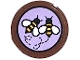 Lego part: Tile, Round 2 x 2 with Bottom Stud Holder with 2 Bees on Lavender Background Pattern (Sticker) - Set 21326