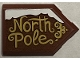 Part No: 22385pb228  Name: Tile, Modified 2 x 3 Pentagonal with Gold 'North Pole' and Snow Pattern (Sticker) - Set 40484