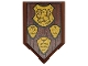 Part No: 22385pb283 Name: Tile, Modified 2 x 3 Pentagonal with Gold Quidditch Shields and Gryffindor Crest with Lion on Dark Brown Wood Grain Background in Black Frame Pattern Part No: 22385pb283 Name: Tile, Modified 2 x 3 Pentagonal with Gold Quidditch Shields and Gryffindor Crest with Lion on Dark Brown Wood Grain Background in Black Frame Pattern