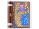 Part No: 24093pb016  Name: Minifigure, Utensil Book Cover with Gold Vine and Script Letter R, Blue Bird and Groundhog, Dark Pink Owl Pattern