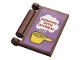 Part No: 24093pb033  Name: Minifigure, Utensil Book Cover with Red 'COOKING WITH OATMEAL', White Steam, and Yellow Pan on Medium Lavender Background Pattern (Sticker) - Set 21324