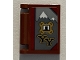 Part No: 24093pb043  Name: Minifigure, Utensil Book Cover with Snow Covered Mountains, Black Silhouette in Gold Frame and Black 'YY' Pattern (Sticker) - Set 76389