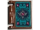 Part No: 24093pb048  Name: Minifigure, Utensil Book Cover with Dark Blue and Magenta Elves Scrollwork on Dark Turquoise Background Pattern (Sticker) - Set 41194