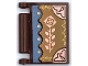 Part No: 24093pb067  Name: Minifigure, Utensil Book Cover with Copper Flower and Corners on Dark Tan Background with Medium Blue Scalloped Edge Pattern
