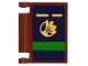 Part No: 24093pb109  Name: Minifigure, Utensil Book Cover with Gold Lines and Flower, Leaves in Circle, Green Rectangle Panel on Dark Blue Background Pattern (Sticker) - Set 75683