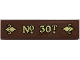 Lego part: Tile 1 x 4 with Gold 'No 30T' Pattern (Sticker) - Set 70430
